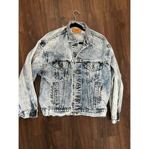 Vintage Levis Jacket Mens large Acid Wash Denim Trucker Made USA 70507 0219 80s